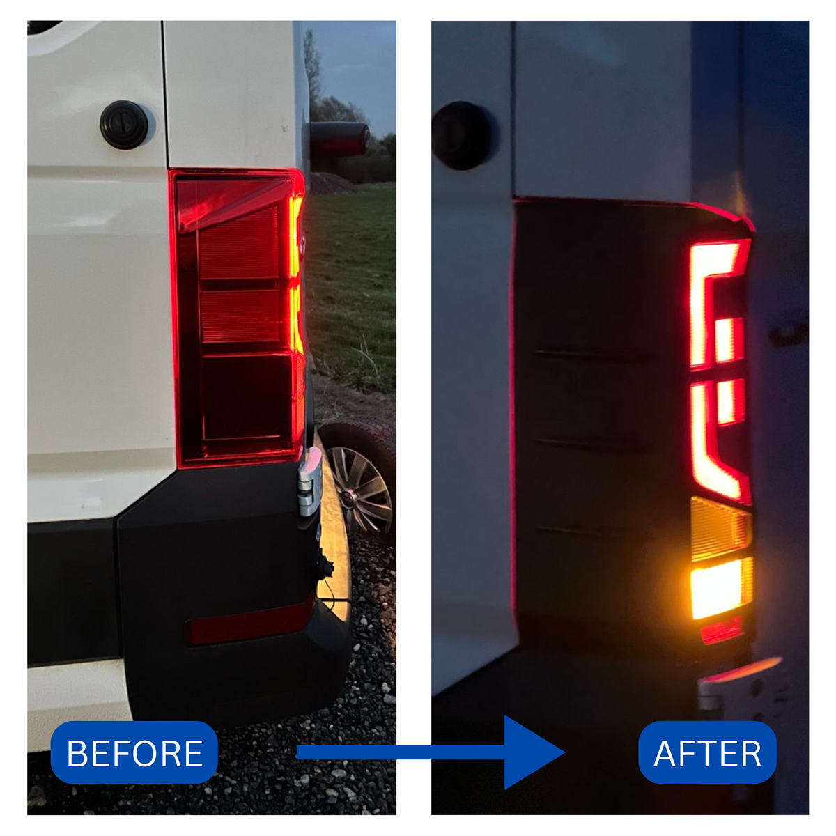 For VW Crafter Rear Light Guards Hammerite Ultimate Matte Black (2018-2025) | Tail Light Protectors