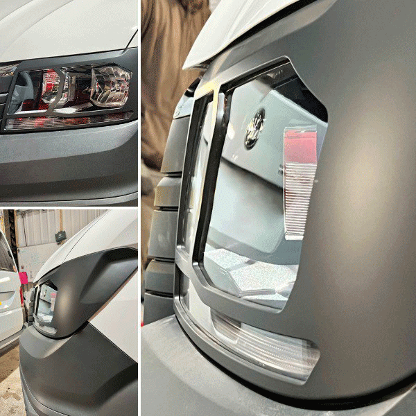 VW Crafter Headlight Guards Hammerite Ultimate Matte Black (2018-2025) | Front Headlight Protectors