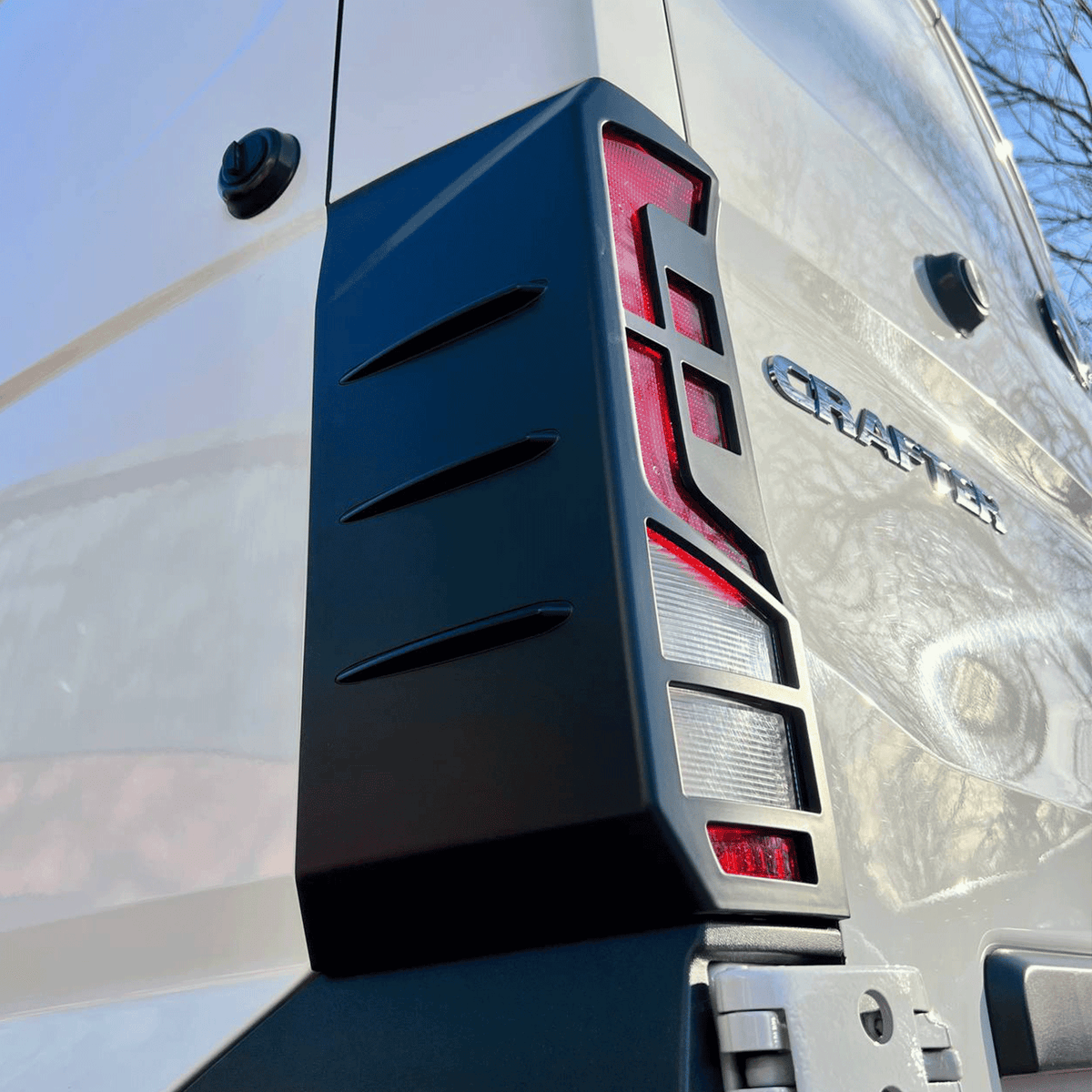For VW Crafter Rear Light Guards Hammerite Ultimate Matte Black (2018-2025) | Tail Light Protectors