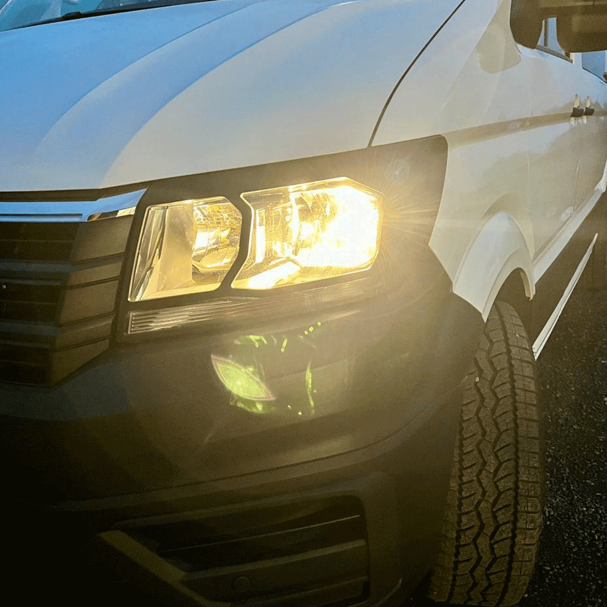 VW Crafter Headlight Guards Hammerite Ultimate Matte Black (2018-2025) | Front Headlight Protectors
