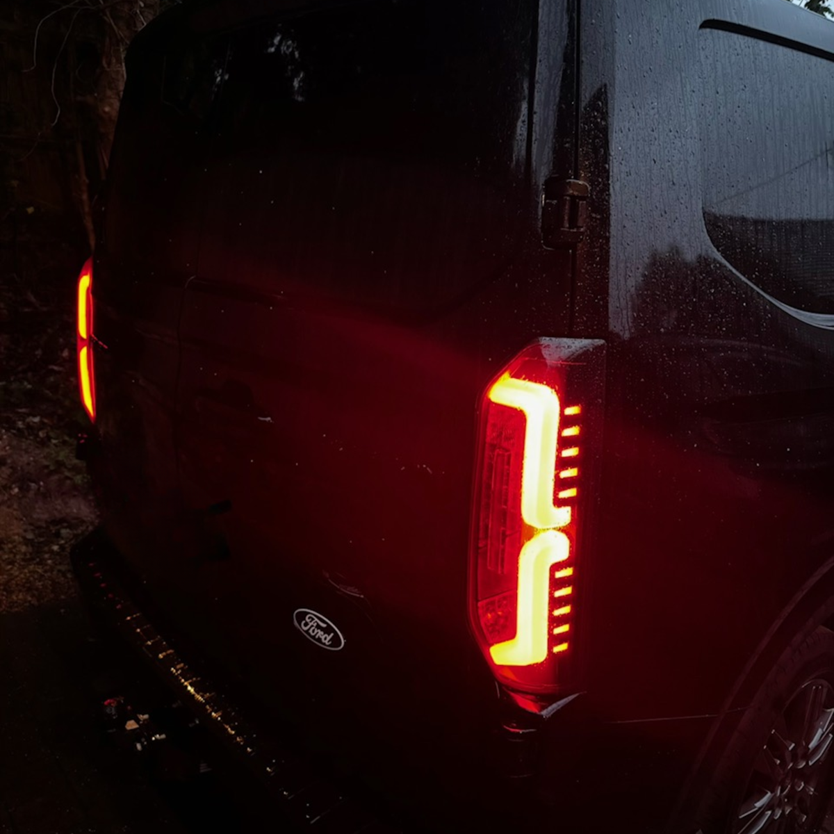 For New Ford Transit Custom 2024-2026 Full LED Rear Lights | Smoked Tail Light Upgrade