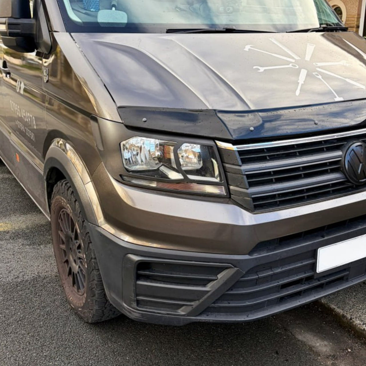 VW Crafter Headlight Guards Hammerite Ultimate Matte Black (2018-2025) | Front Headlight Protectors